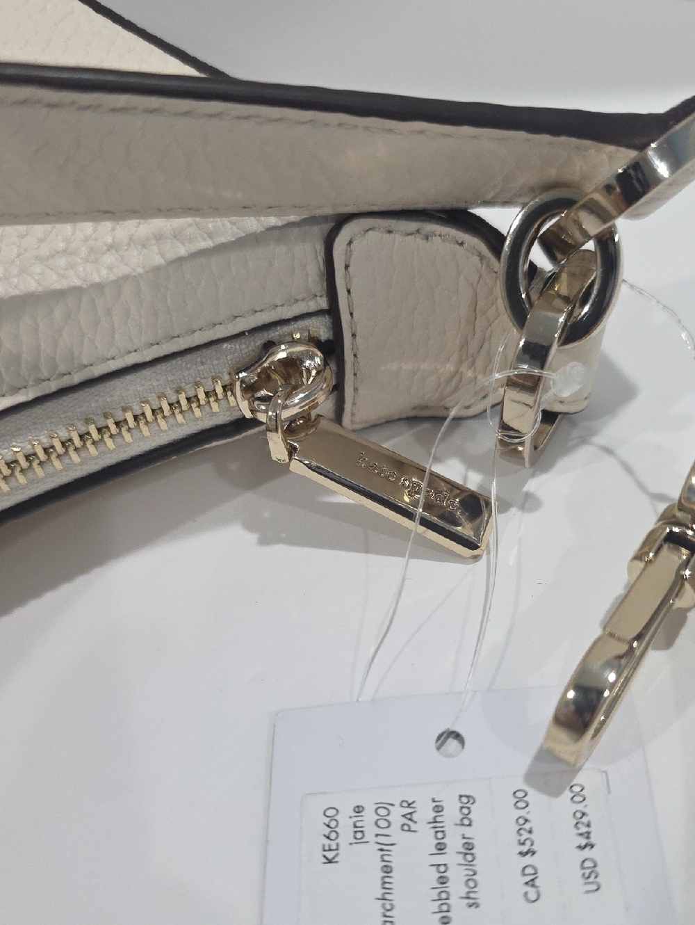 NWT ✅ Kate Spade JANIE Pebbled Leather Shoulder Bag PARCHMENT KE660 ⭐ NWT - Picture 10 of 14